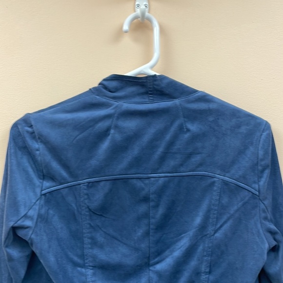 Kut from the Kloth Tayanita Faux Suede Draped Open Lightweight Blazer Blue XS - Picture 7 of 12